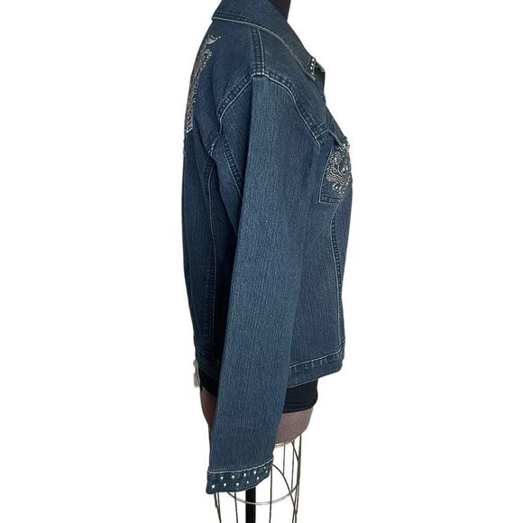 DANIEL Jeans Denim Jacket Blingy Embroidered Embelished Size M - Picture 7 of 15